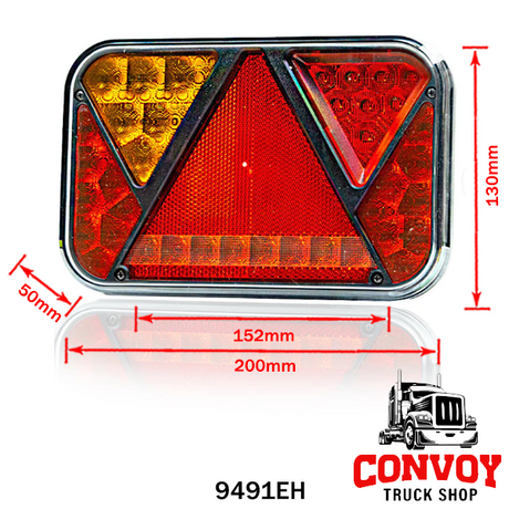 Lámpa LED 5 funkciós háromszög prizmás 12V