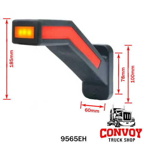 Szélességjelző gumilámpa könyök hosszú LED-es