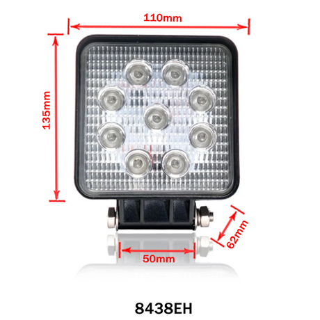 Munkalámpa LED szögletes terítő 27W 12/24V kék