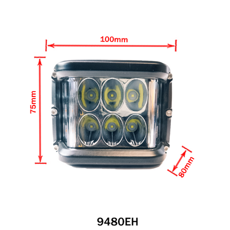 Munkalámpa LED szögletes dupla soros 24W villogó 12/24V