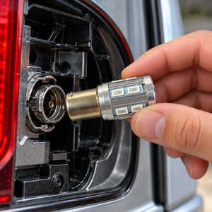 Autó LED izzó BA15s foglalattal SMD Fehér vagy Piros 2 db