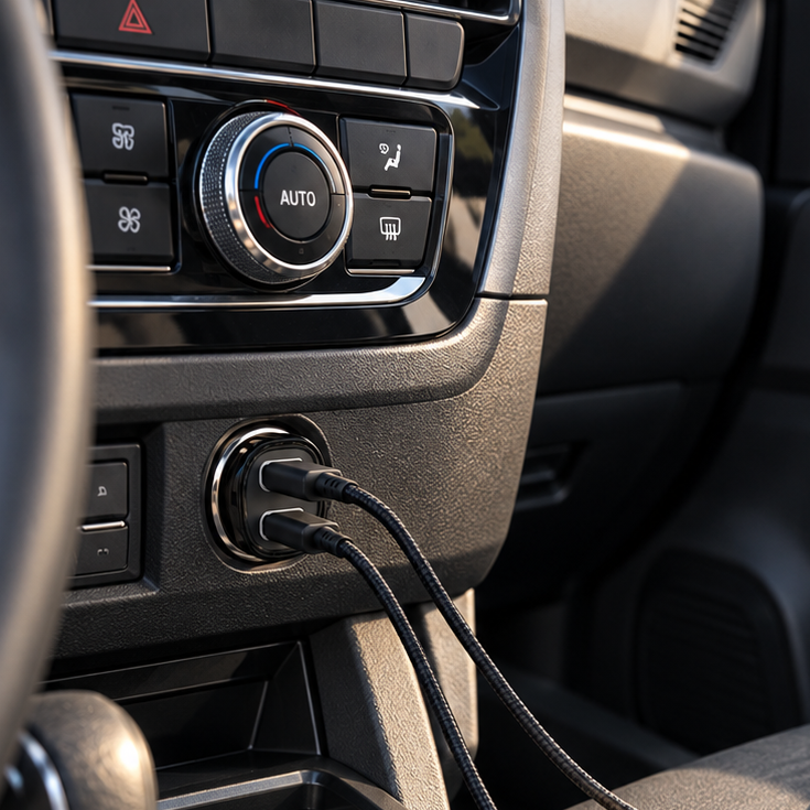 Autós töltő 30 W PD gyorstöltéssel és 2 USB-C csatlakozóval