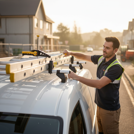 Létrarögzítő tetőcsomagtartóra a létra szállításához, zárható