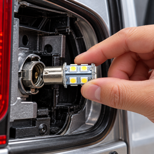 Autó LED izzó BA15s foglalattal SMD Fehér vagy Piros 2 db