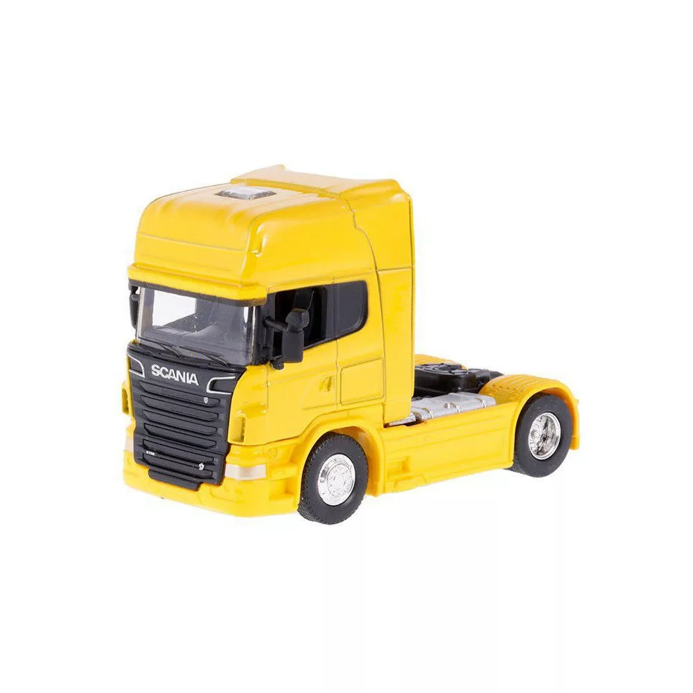 Játék teherautó 1:64 Scania R sárga