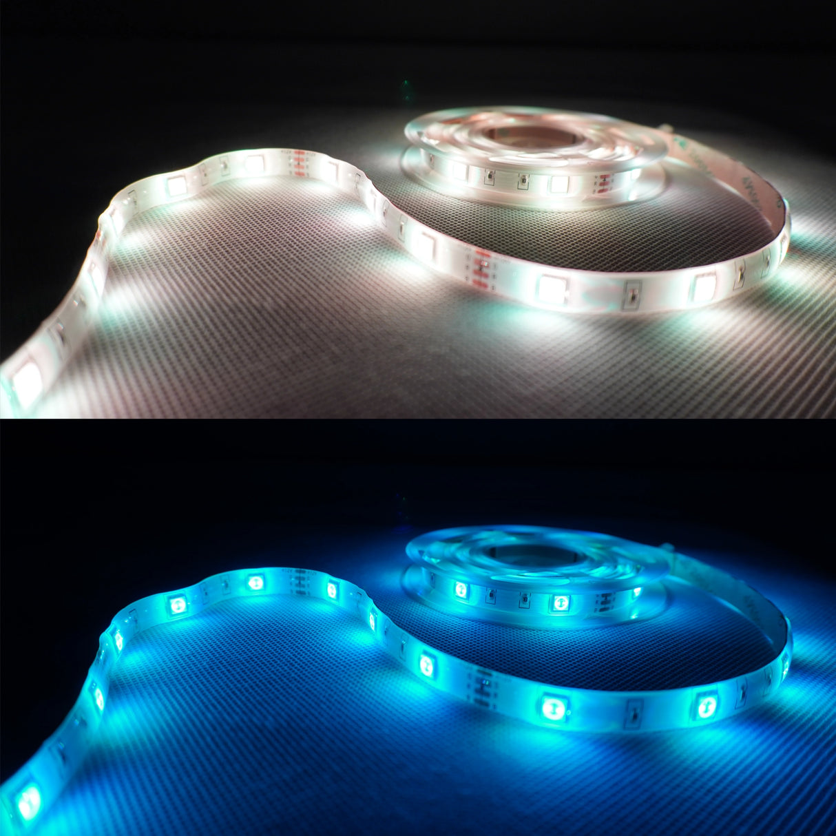 LED szalag belső 12/24V Távirányitós 2m / 60 LED fehér és világoskék fény
