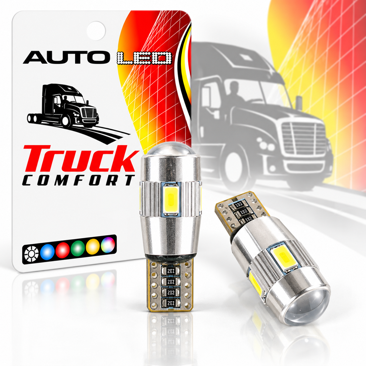 Autó LED izzó T10 SMD fehér fényű 2 db