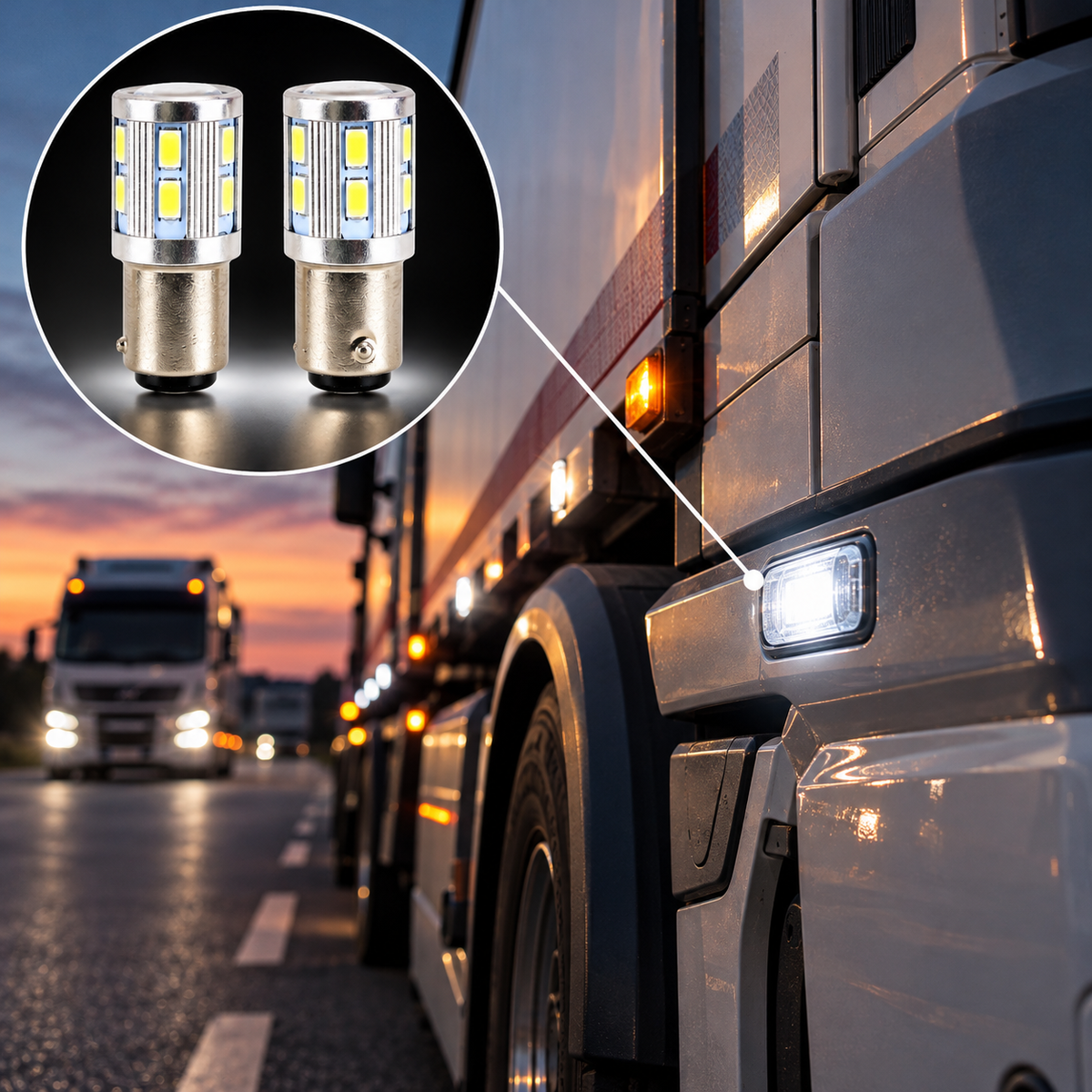 Autó LED izzó BAY15D foglalattal 3 és 12 LED fehér vagy piros 2 db készlet