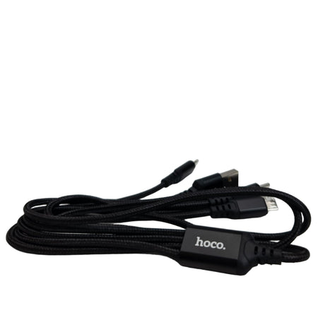 Usb kábel 4 az 1 ben  (Lightning/Type-C Micro USB) 1m fekete X76