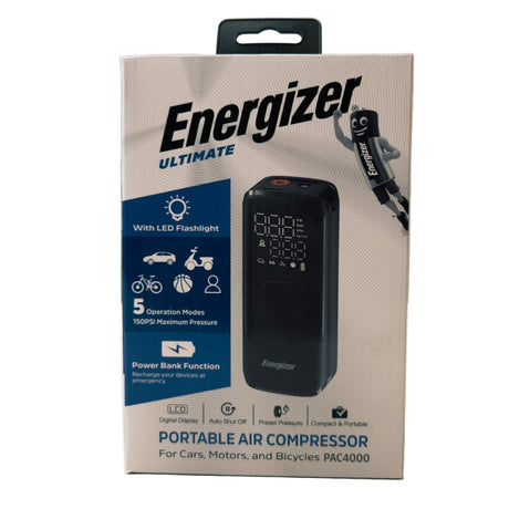 Keréfújó Akkus Kompresszor + Power Bank, Zseblámpa Funkció PAC4000 Energizer