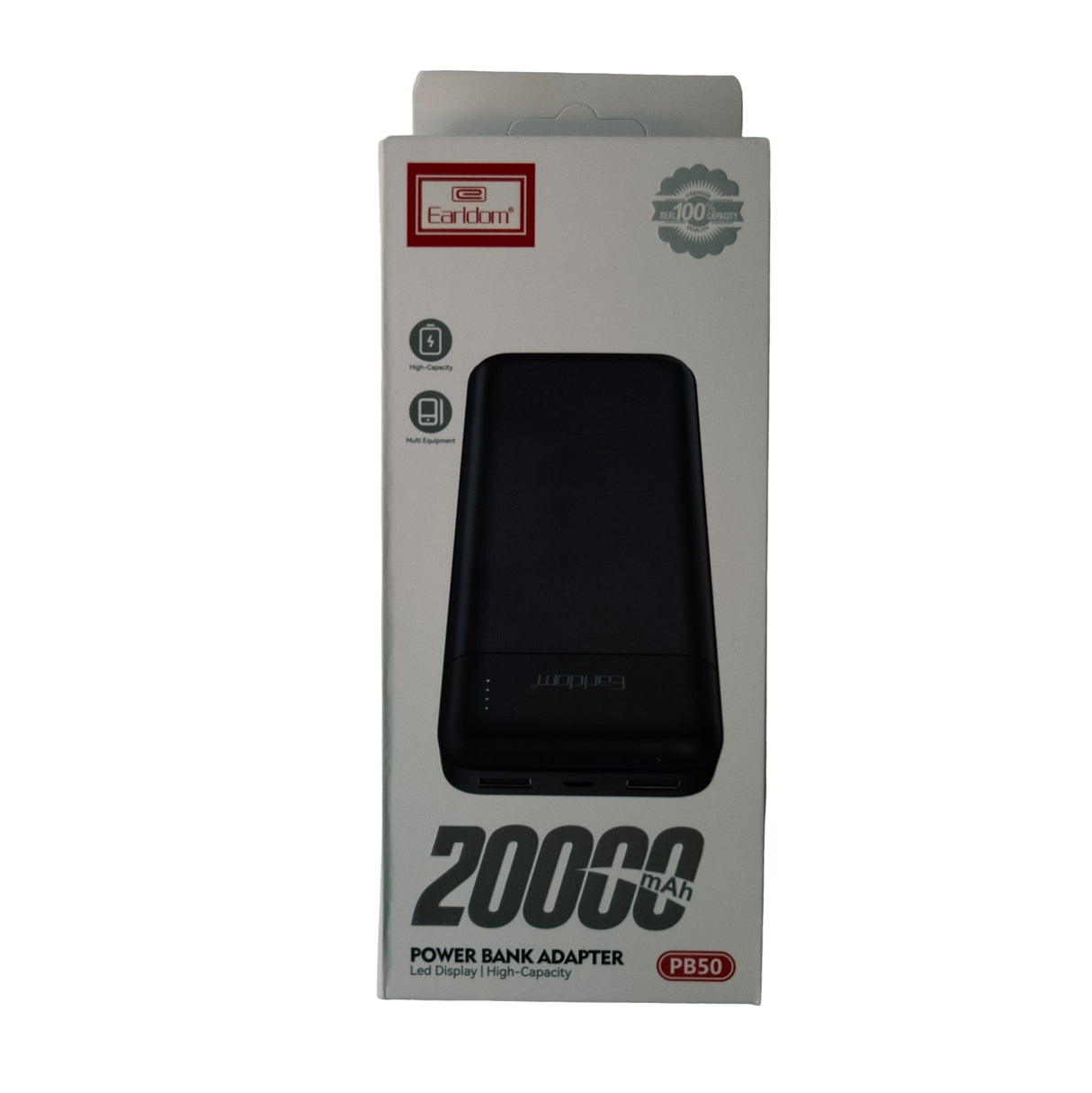 Power bank 20.000 mAh kapacitással fekete 5V/2.1A