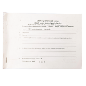 Nyomtatvány Személyi Ellenőrzőkönyv