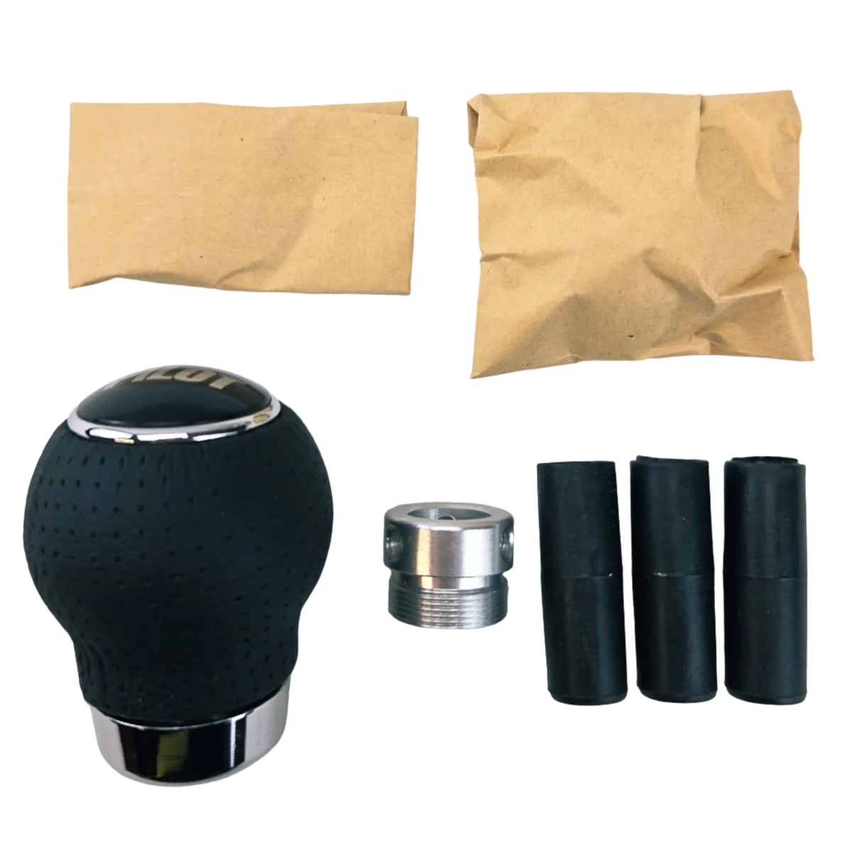 Gear knob with chromed aluminium insert