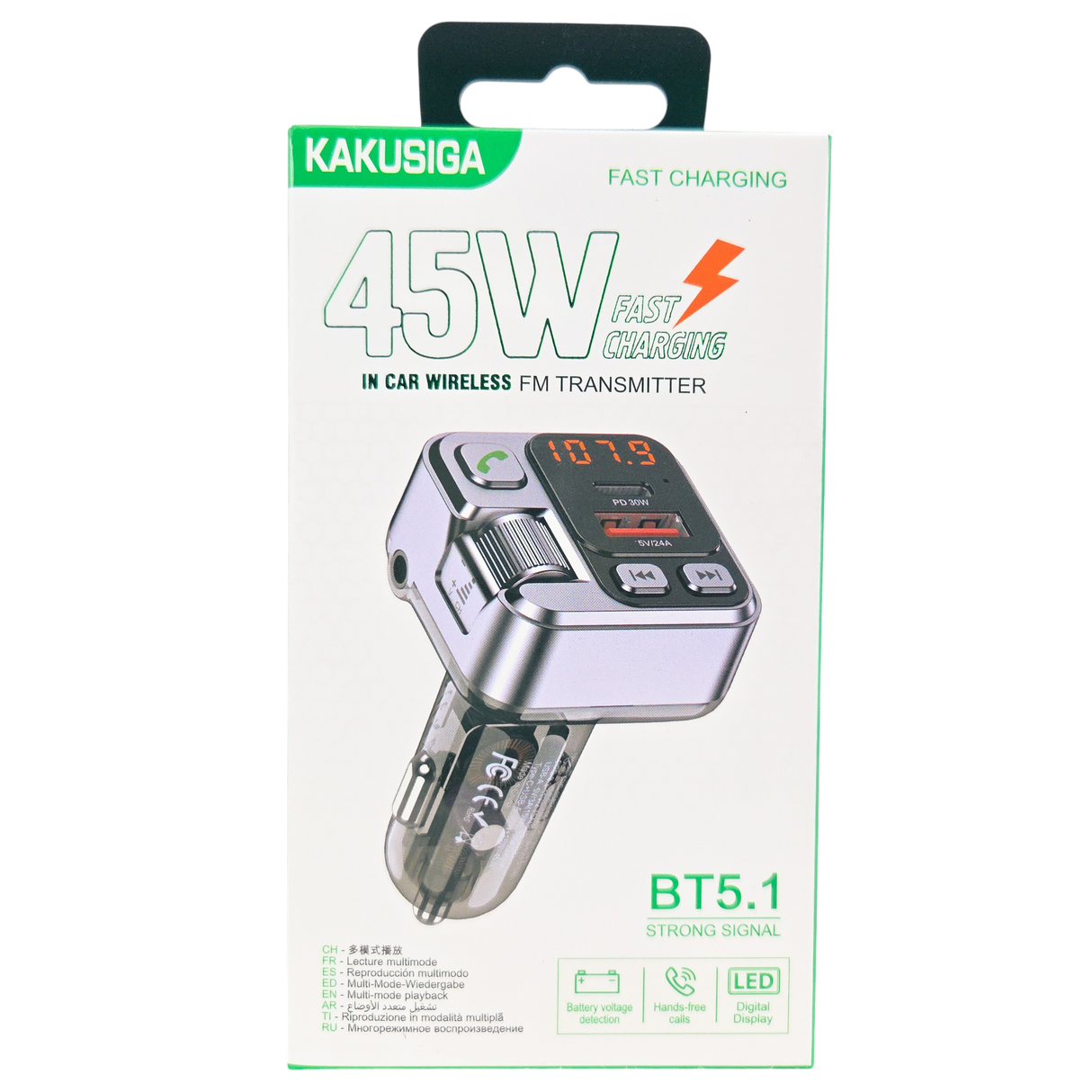 FM Transmitter Bluetooth 45W PD + QC 3.0 autós töltő Kihangosítóval