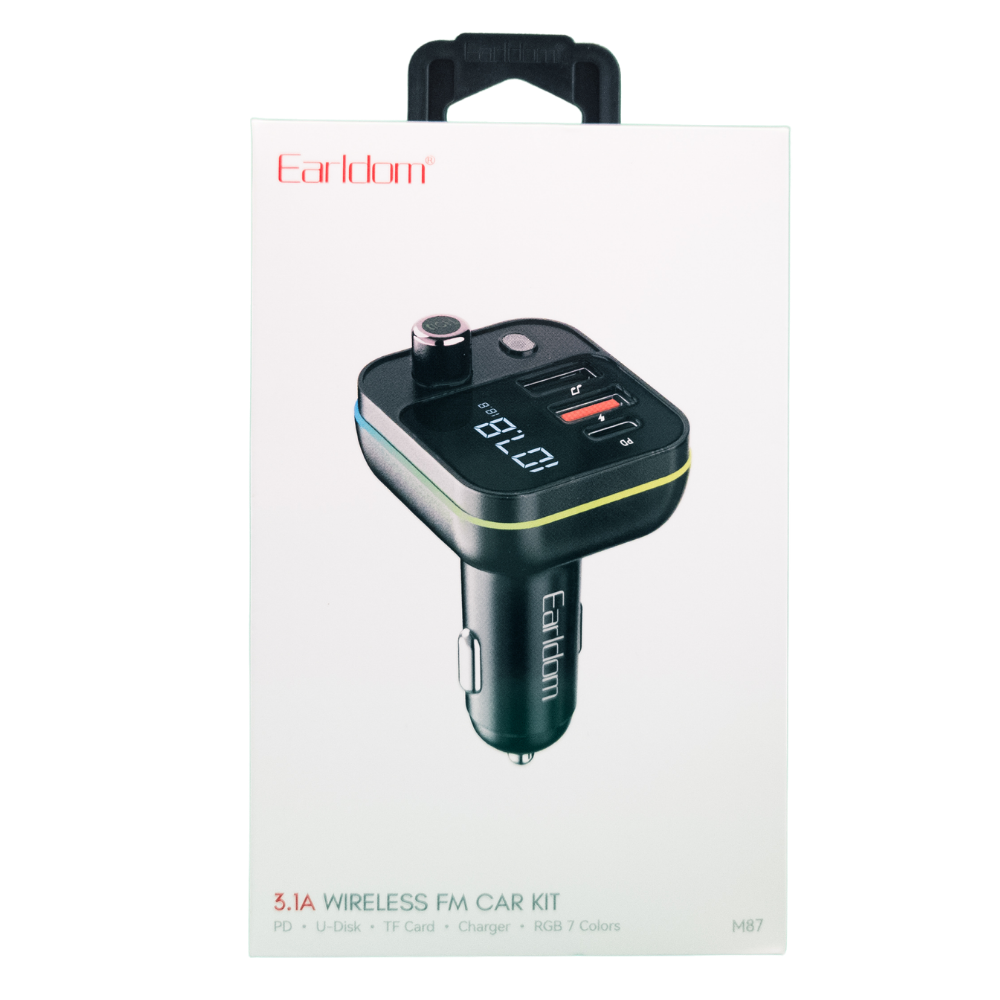Car Bluetooth FM Transmitter fast charger USB-C black