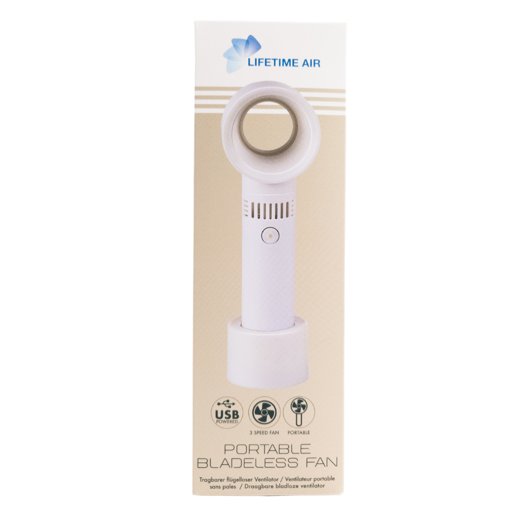 Handheld Mini Fan with Battery and USB Connection, White