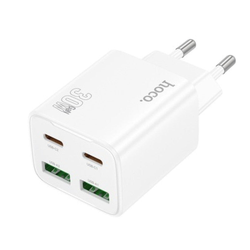 Telefon töltő hálozati 4 portos (USB - TYPE-C) 20W fehér N56