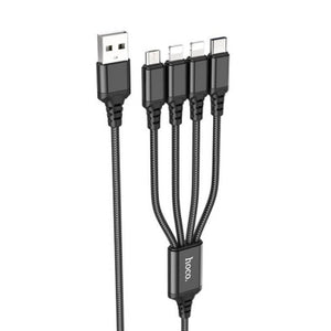 Usb kábel 4 az 1 ben  (Lightning/Type-C Micro USB) 1m fekete X76