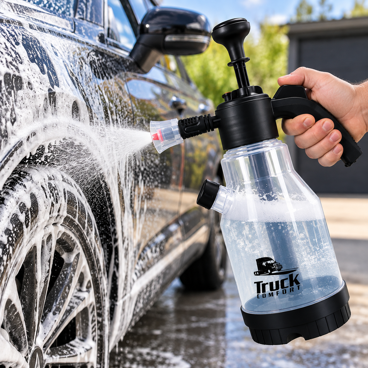 Kézi habosító és permetező autómosáshoz, 4 cserélhető szórófejjel, 2 liter
