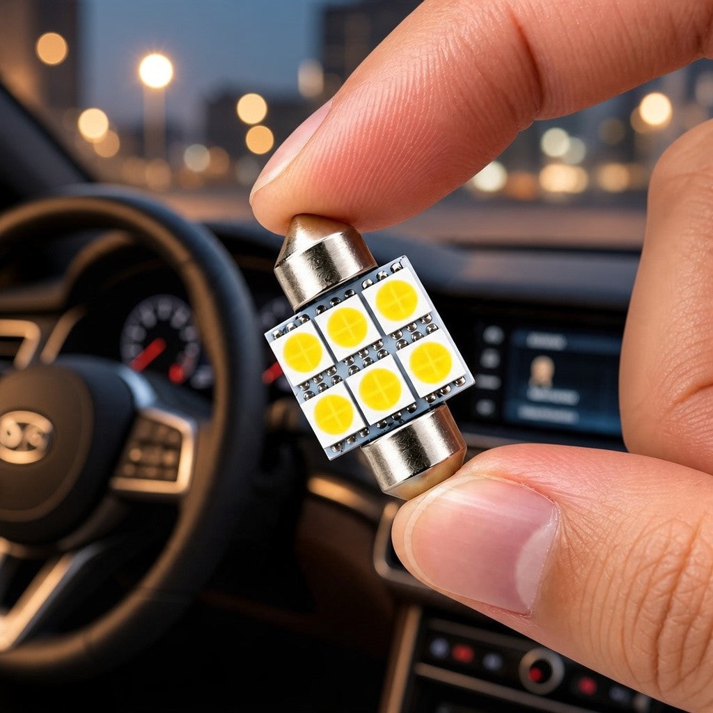 Autó LED izzó T10 foglalattal SMD fehér fény 2 db-os készlet