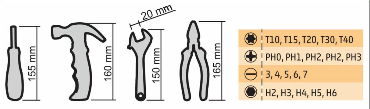 Szerszámkészlet 24 db-os (kalapács, csavarhúzó, fogó, állítható kulcs)