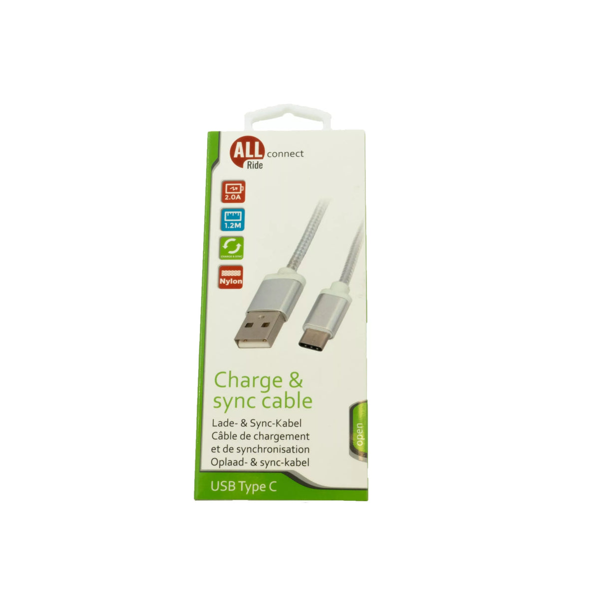 USB töltőkábel Type C 1,2m szövetborítás