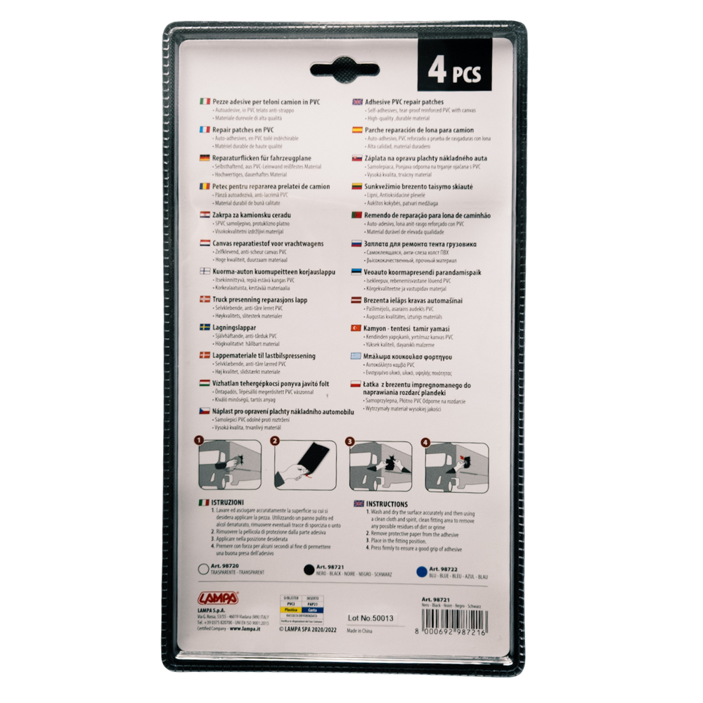 Ponyva ragasztó javító folt készlet 4db 15x24 cm