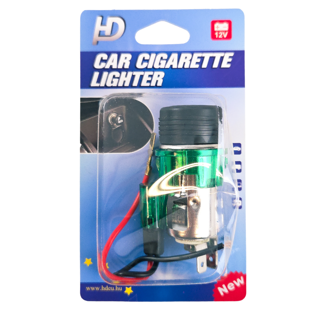 Car cigarette lighter socket illuminating green 12V