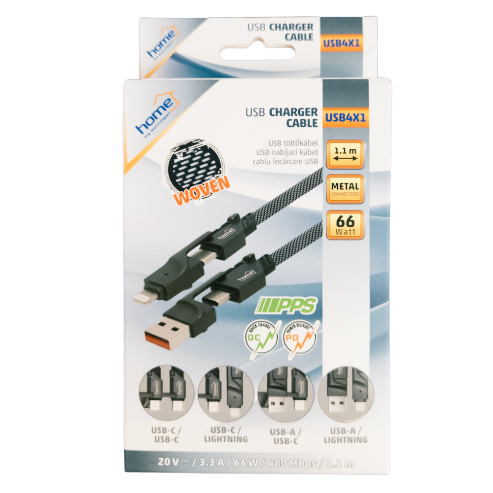 Telefon töltő kábel USB (MULTI 4in1) 66W