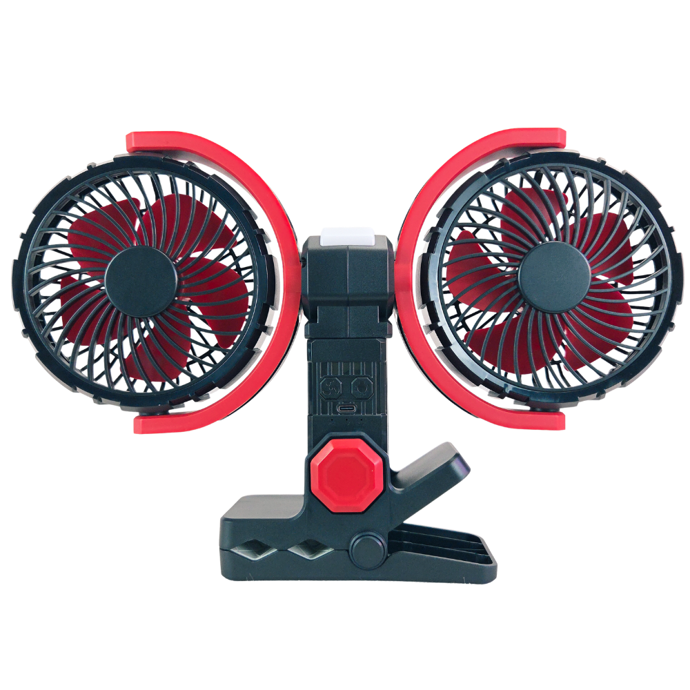 USB ventilátor akkumulátoros, csipeszes LED világítással 15cm