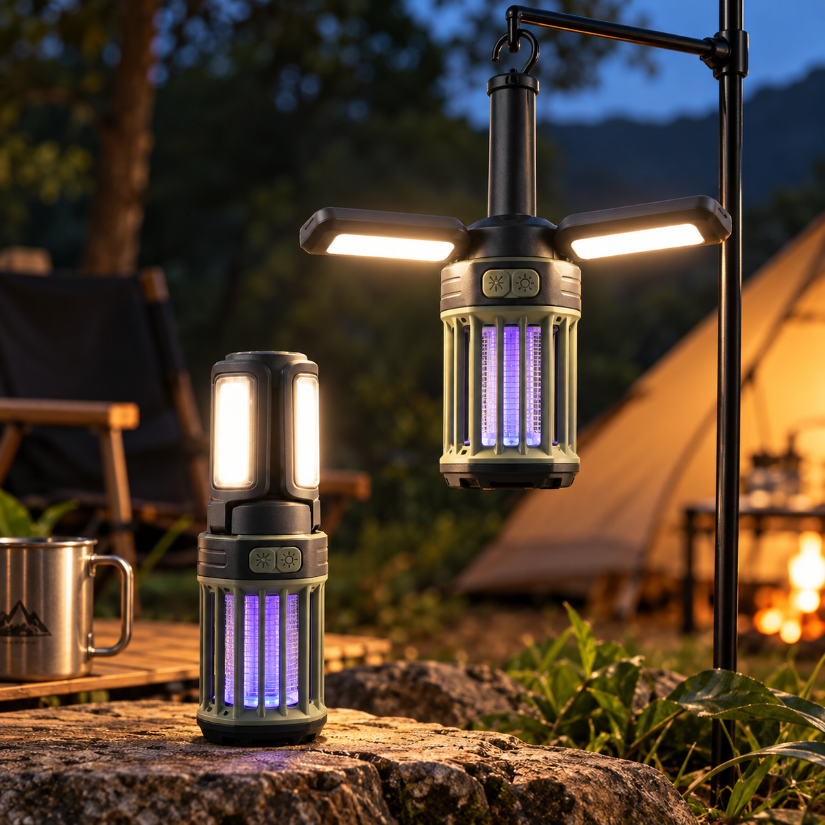 Szúnyogriasztó lámpa LED világítással, USB-C, 500 lm, IPX6