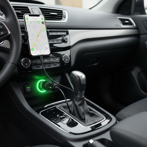 Car cigarette lighter socket illuminating green 12V