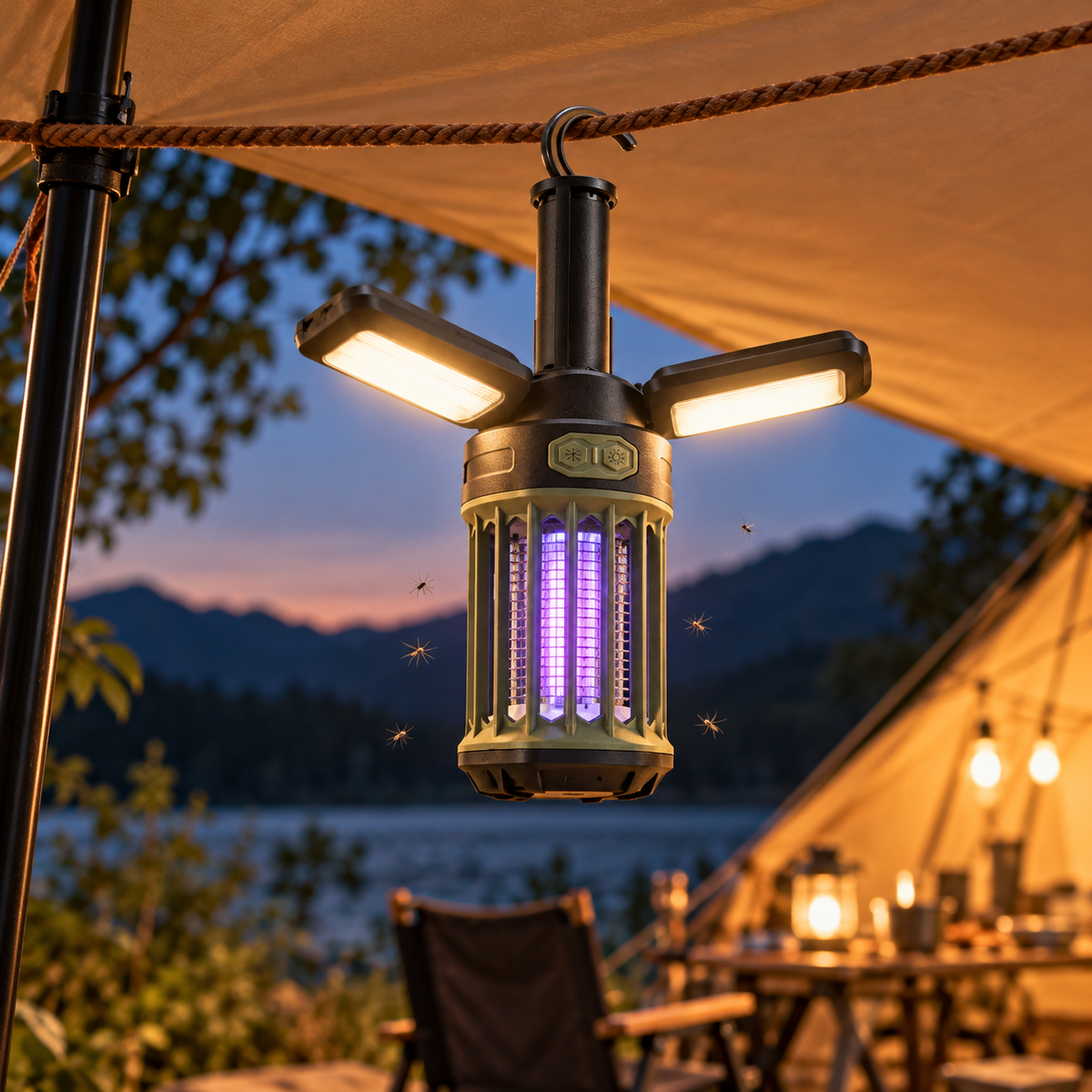 Szúnyogriasztó lámpa LED világítással, USB-C, 500 lm, IPX6
