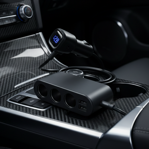 Szivargyújtó elosztó voltmérővel (3+2xUSB) 80W