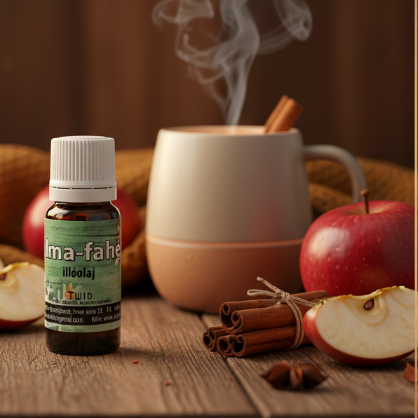 Full-screen apple-cinnamon essential oil banner without text