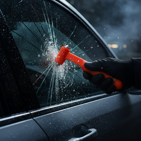 Üvegtörő kalapács és biztonsági öv vágó