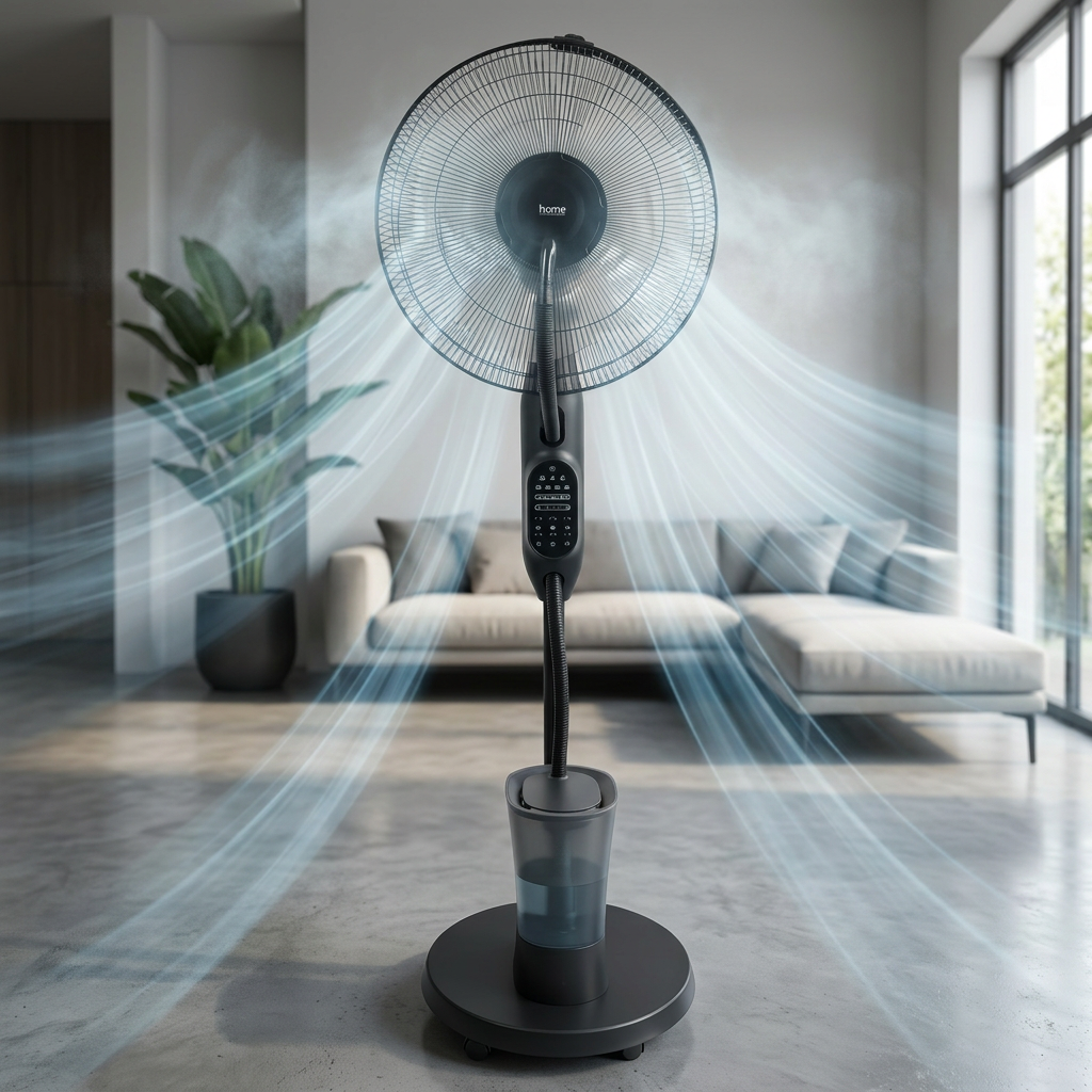 Párásító ventilátor álló 2,8 literes víztartály, 3 fokozat, oszcilláló, fekete