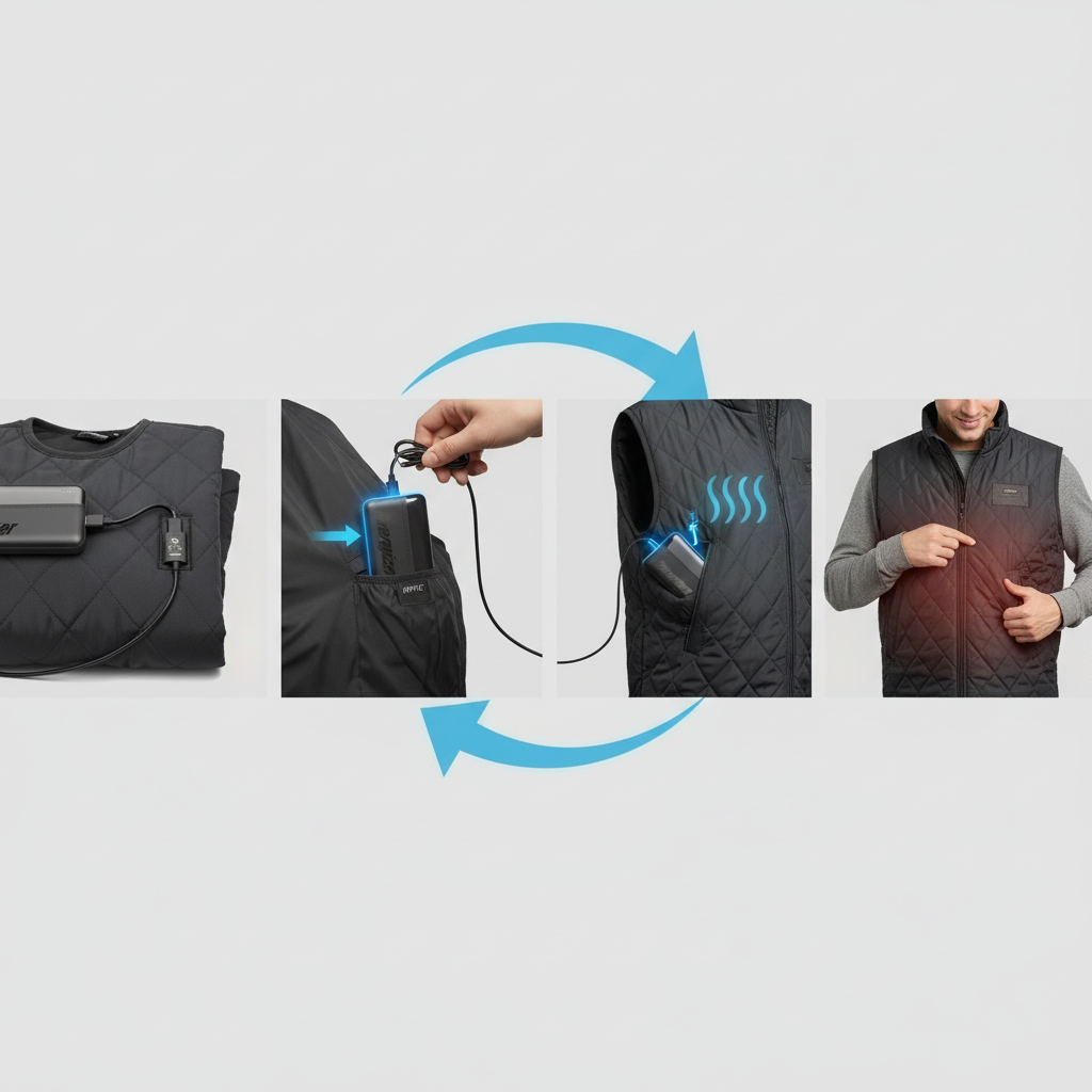 Power bank gyorstöltő fűthető mellényhez
