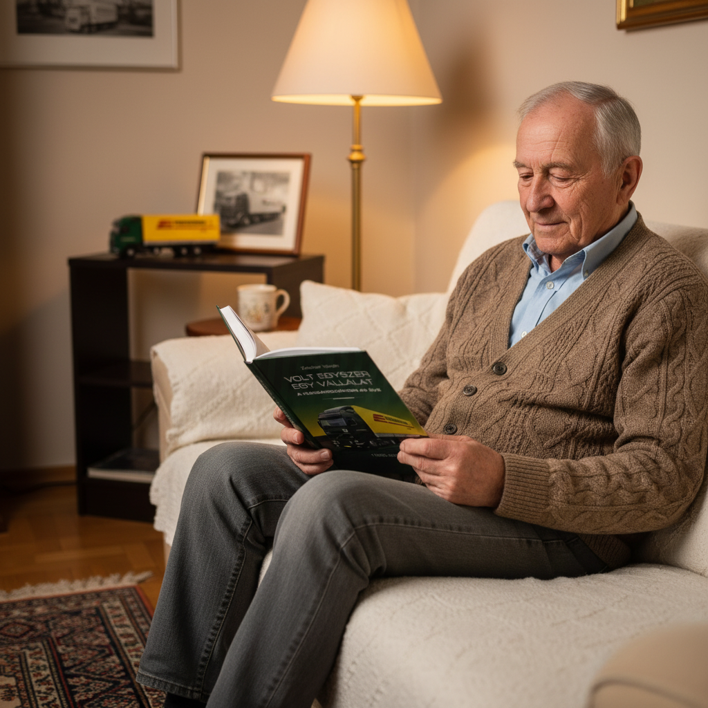 Retired truck driver reading at home