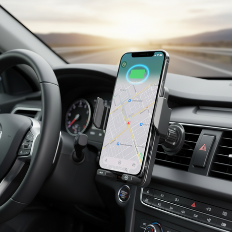 Autós telefontartó és vezeték nélküli töltő szellőzőrácsba 90°