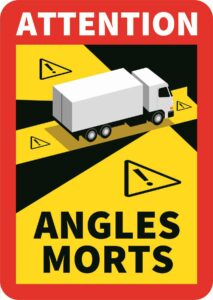 Matrica ANGLES MORTS - holttér figyelmeztetés teherautóra